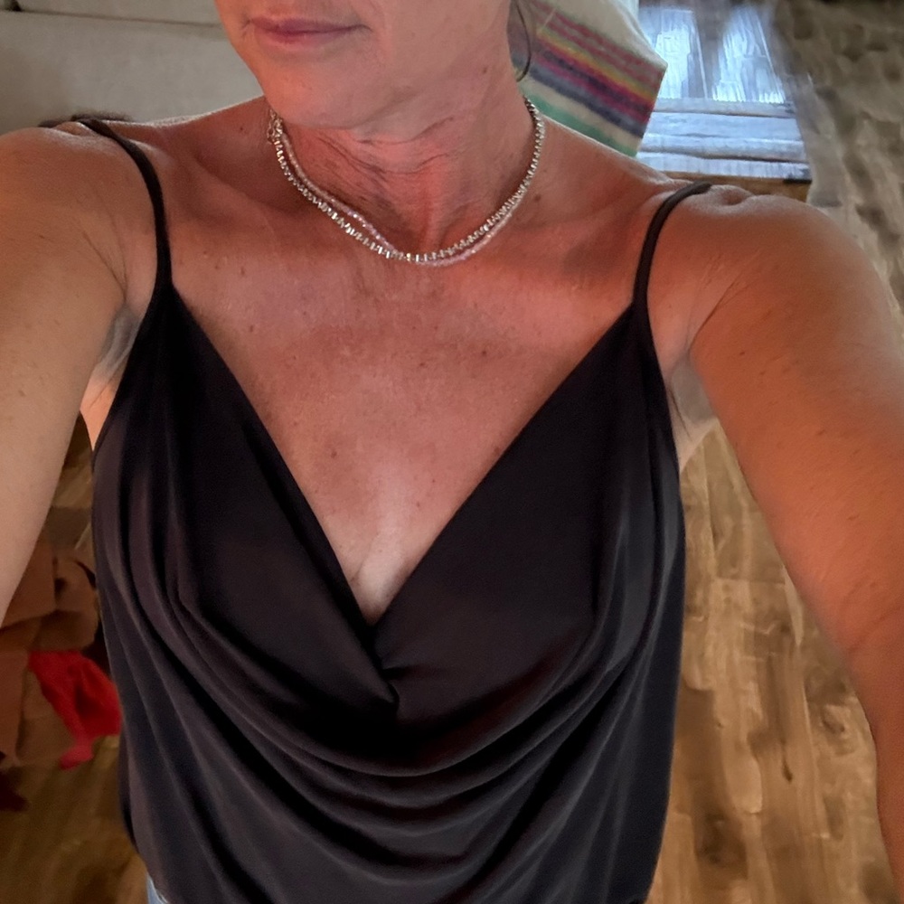 Elegant Black Draped Cami Top